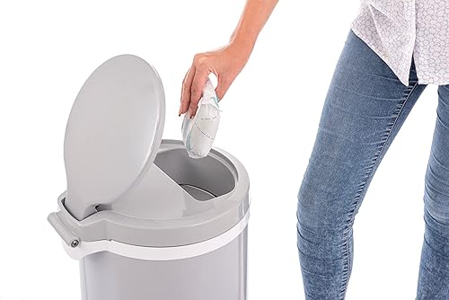 Premium Steel Diaper Waste Pail with Step Open, Gray - Jamouz