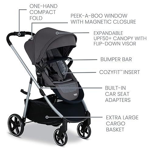 Britax Willow Grove SC Baby Travel System, Infant Car Seat and Stroller Combo with Alpine Base, ClickTight Technology, SafeWash, Pindot Stone - Jamouz