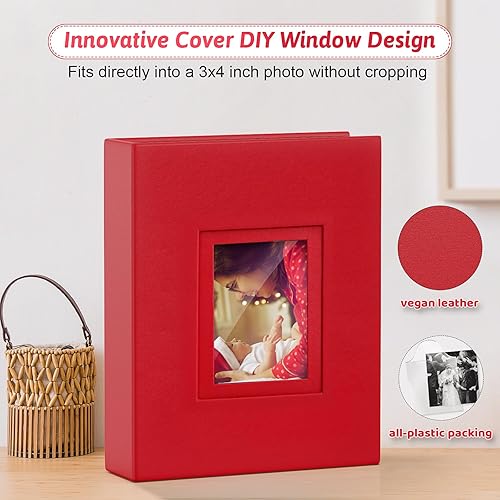 Popotop Photo Album 4x6 300 Pockets with Leather Hardcover Cover, Small Photo Album Holder Book with 50Pcs Pages for Family Travel Wedding Baby Gifts - Jamouz
