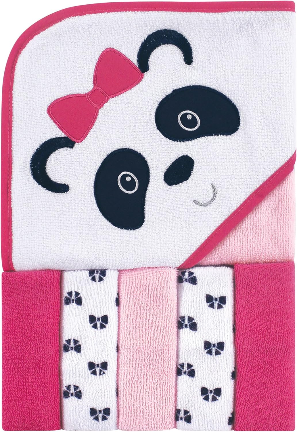 Luvable Friends Unisex Baby Hooded Towel with Five Washcloths, Cotton,Polyester,Ikat Elephant, One Size - Jamouz
