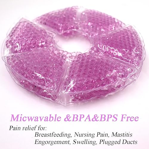 Breast Therapy Ice Packs, Hot and Cold Breast Pads, Breastfeeding Essentials Large Gel Bead Packs for Moms, 2 Pack - Jamouz