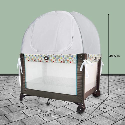 Baby Crib Tent Safety Net, Durable Strong Self-Locking Zippers, Protects from Climbing Out and, Insects, Mosquitoes, Installs with Rods (Crib 52.25' - 28.25') - Jamouz