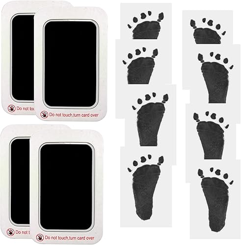 Baby Footprint and Handprint Kit, 2 Black Inkless Print Pads + 4 Imprint Cards, Dog Paw Print Kit Clean Touch Ink Pad Perfect Keepsake Gift for Newborns and Pets Printing Touch Imprints - Jamouz