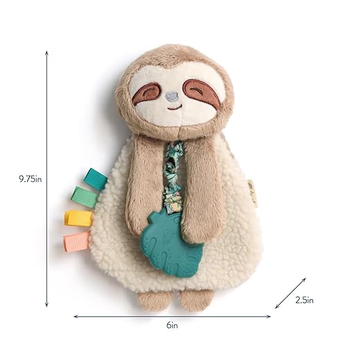 Itzy Ritzy - Itzy Lovey Including Teether - Baby Lovey with Teether, Textured Ribbons & Dangle Arms - Features Crinkle Sound, Sherpa Fabric and Minky Plush (Pink Bunny) - Jamouz