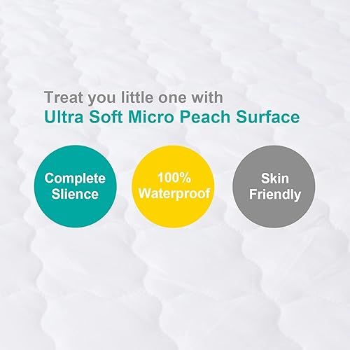 Bassinet Mattress Pad Cover Waterproof, Quilted Mattress Protector Sheets Fits All Mainstream Bassinet - Rectangle, Oval, Hourglass, 2 Pack, Ultra Soft Breathable, White and Grey - Jamouz