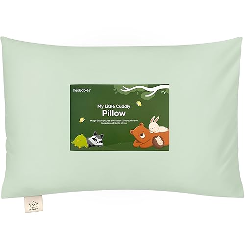 Toddler Pillow with Pillowcase - 13x18 My Little Cuddly Pillow, Viscose Derived From Bamboo Nursery Toddler Pillows for Sleeping,Kids Pillow,Small Travel Pillows,Mini Toddler Bed Pillow (Meadow) - Jamouz