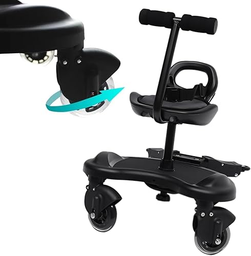 Universal 2-in-1 Stroller Board with Detachable Seat,Buggy Board Suitable for 2 to 6 Years 25 Kg Maximum Load,Toddler Stroller Attachment Step Stand Ride-On Pedal - Jamouz
