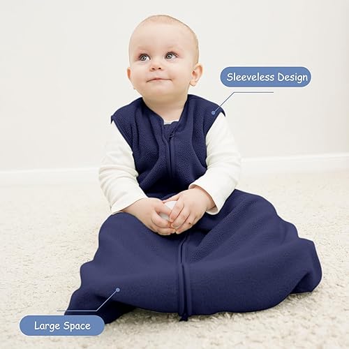Looxii Fleece Baby Sleep Sack 0-6 Months 2 Pack 1.5 TOG Baby Wearable Blanket with 2-Way Zippers Soft Warm Toddler Sleeping Sack - Jamouz