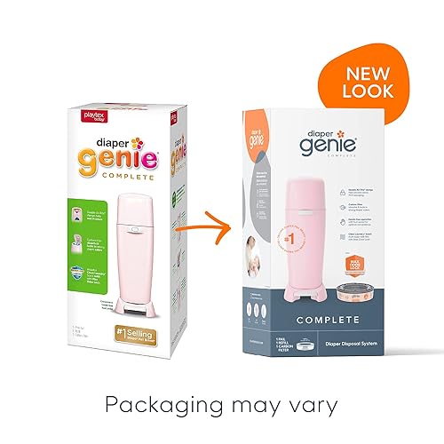 Playtex Diaper Genie Complete Pail with Built-In Odor Controlling Antimicrobial, Includes Pail & 1 Refill, White , 8.36 Pound - Jamouz