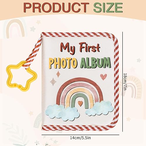 Baby's My First Family Album Soft Photo Cloth Book Boho Rainbow Photo Album Gift Holds 4x6' Pictures Soft Photo Cloth Book With Safety Mirror For Newborn Baby Shower Toddler Kid - Jamouz