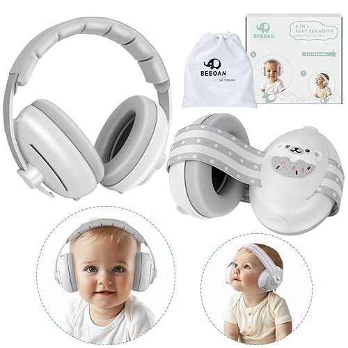BEBOAN 2-in-1 Baby Ear Muffs Noise Protection for Babies 0-36 Months, Noise Cancelling Headphones for Baby, Infant Newborn Ear Protection Headphones for Airplane Travel, Toddler Sound Proof Headphones - Jamouz