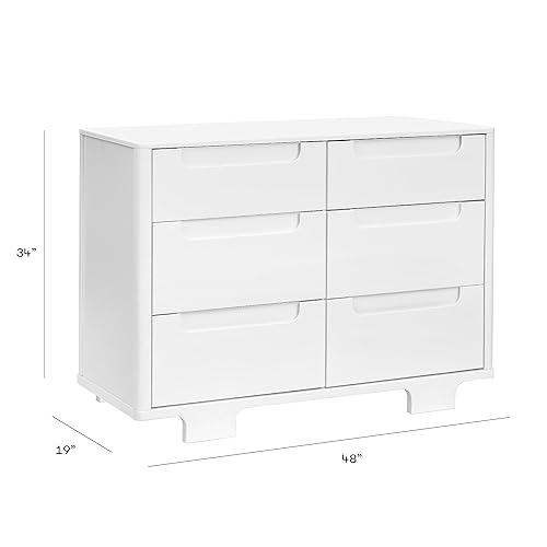 babyletto Yuzu 6-Drawer Dresser in White and Natural, Greenguard Gold Certified - Jamouz