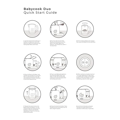 BEABA Babycook Duo 4 in 1 Baby Food Maker, Puree Steamer and Blender for Purees, Grinder with Auto Steam Cooking, Lrg 9.1 Cup Capacity, Makes 54 Servings in 20 Mins, Charcoal - Jamouz
