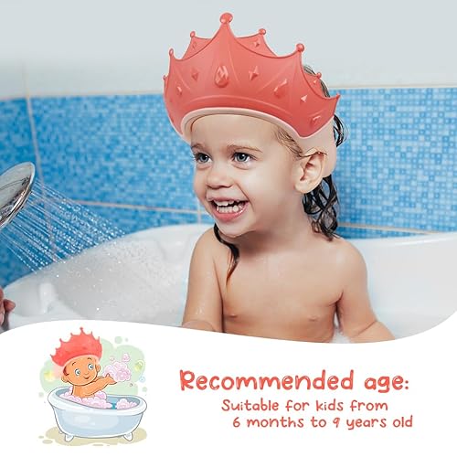 2PCS Baby Shower Cap for Kids, Adjustable Baby Hair Washing Shield Toddler Visor Hat for Eyes and Ears Protection Shampoo Cap for 0-9 Years Old Children - Jamouz