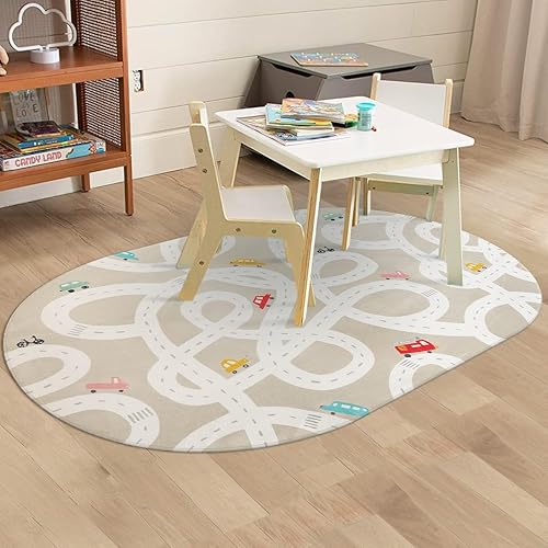 LIVEBOX Road Traffic Kids Play Area Rug 3'x5' Washable Playroom Educational & Fun with Cars and Toys Non-Slip Children Nursery Rugs for Living Room Bedroom Classroom Entryway Kids Tent - Jamouz