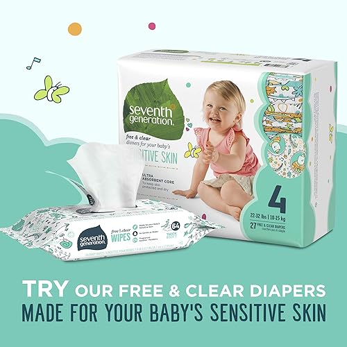 Seventh Generation Baby Wipes Sensitive Protection with Snap Seal Diaper Wipes 768 Count - Jamouz
