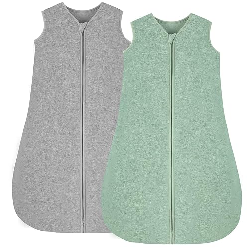 Looxii Fleece Baby Sleep Sack 0-6 Months 2 Pack 1.5 TOG Baby Wearable Blanket with 2-Way Zippers Soft Warm Toddler Sleeping Sack - Jamouz