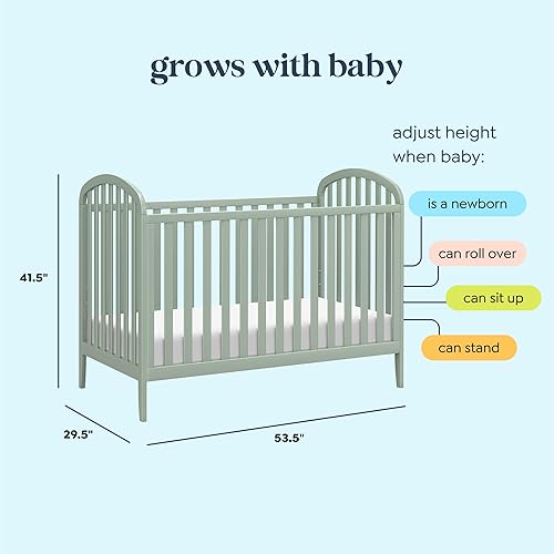 DaVinci, Beau 3-in-1 Convertible Crib in Light Sage, GREENGUARD Gold Certified - Jamouz