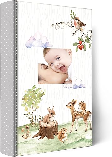 Holoary Baby Photo Album 4” x 6” 160 Photos, Newborn Baby Keepsake Gifts for Baby Boy/Girl and New Parents, Woodland Animals Design - Jamouz