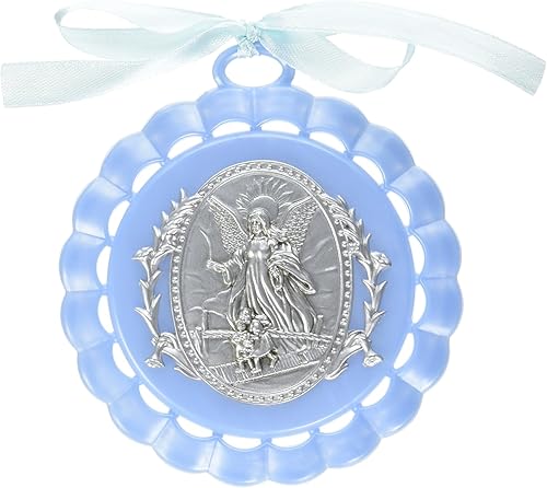 Roman Giftware Inc., Children's Gifts, New Baby, 4.25' H Blue Cradle Medal,Religious, Inspirational, Durable (4x1x4) - Jamouz