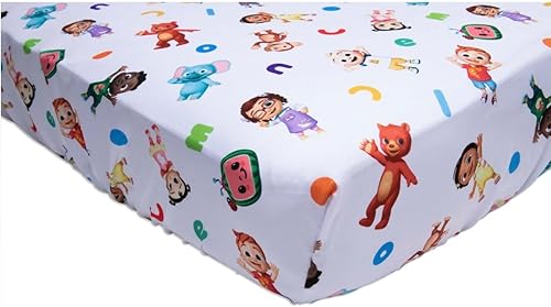 CoComelon 4-Piece Toddler Bedding Set, Cute as a Rainbow, Toddler Bed, Green - Jamouz