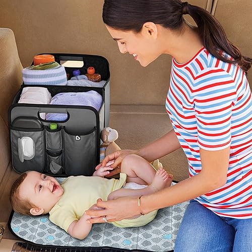 Munchkin Brica Out-n-About Trunk and Car Organizer with Diaper Changing Station, Collapsible, Grey - Jamouz