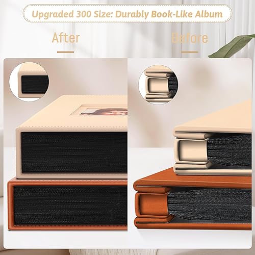 Popotop Photo Album 4x6 300 Pockets with Leather Hardcover Cover, Small Photo Album Holder Book with 50Pcs Pages for Family Travel Wedding Baby Gifts - Jamouz