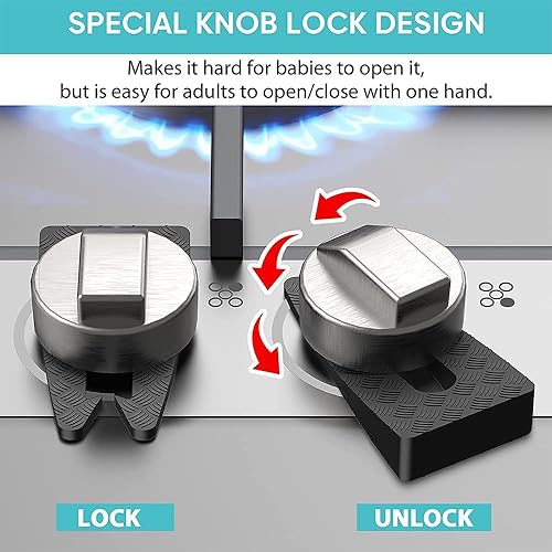 6 Safety Stove Knob Covers, Safety Silicone Protective Stove Knob Lock Set, Used for Child Safety Stove Snob Sovers, Prevent Accidental Touch (Grey) - Jamouz