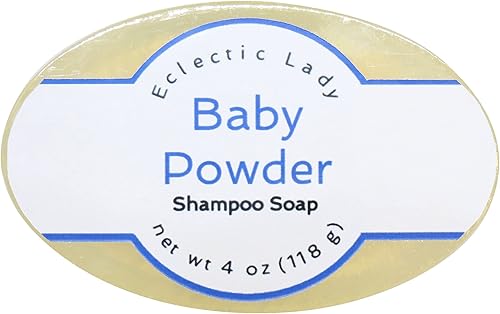 Eclectic Lady Baby Powder Shampoo Soap Bar with Pure Argan Oil, Silk Protein, Honey Protein and Extracts of Calendula Flower, Aloe, Carrageenan, Sunflower - 4 oz Bar - Jamouz