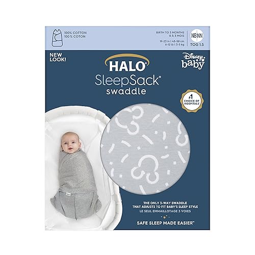 HALO 100% Cotton Sleepsack Swaddle, 3-Way Adjustable Wearable Blanket, TOG 1.5, Baby Blue, Newborn, 0-3 Months - Jamouz