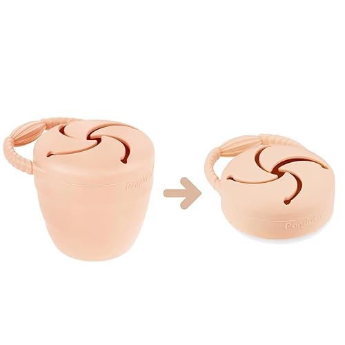 PandaEar Silicone Snack Containers, Collapsible Toddler Snack Cups Spill Proof Food Catcher for Toddler Baby, Pack of 2 (Light Tan/Walnut) - Jamouz