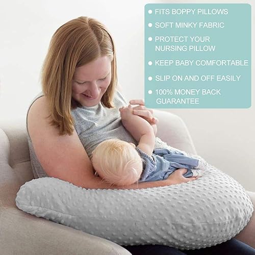 OWLOWLA Minky Nursing Cover, Breastfeeding Pillow Slipcover Fits Nursing Pillow for Baby Boy Girl(Baby Blue) - Jamouz