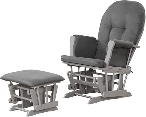 Angel Line Grayson Glider and Ottoman, Gray, Dark Gray - Jamouz