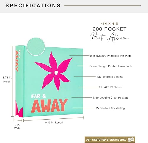 MCS 200-Pocket Fabric Baby 4x6 Photo Album with Writing Space, 8.5 x 8.5 Inches, Baby Pink - Jamouz