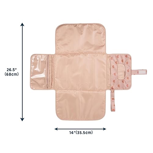 Tiny Twinkle Portable Diaper Changing Pad, Foldable Waterproof Baby Change Pad for Newborn Girl & Boy with Smart Wipes Pocket (Beige Checkers) - Jamouz