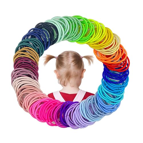300PCS Black Elastic Hair Ties,2.2cm in Diameter No Crease Small Hair Elastics, Finger Rubber Hair Elastics Hair Ponytail Holders for Women Girls Toddlers Kids - Jamouz