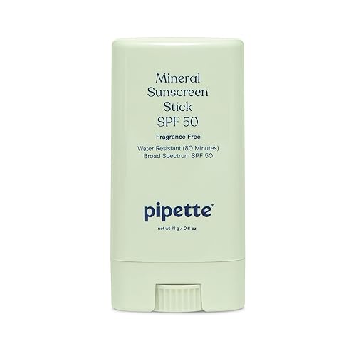 Pipette Baby Mineral Sunscreen Stick SPF 50, Broad Spectrum Sunblock with Non-Nano Zinc Oxide, Water Resistant UVB/UVA Sun Protection for Kids & Sensitive Skin, Travel Size, 0.6 oz - Jamouz