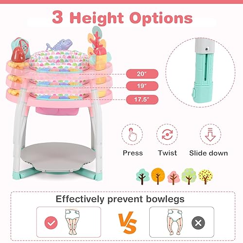 BABY JOY 5 in 1 Baby Activity Center, Baby Jumpers and Bouncers with Removable Toys, Lights & Music, 3 Adjustable Heights, Interactive Play Center for Toddlers Boys Girls 6-36 Months (Blue) - Jamouz