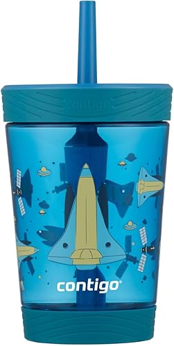 Contigo Kids Spill-Proof 14oz Tumbler with Straw and BPA-Free Plastic, Fits Most Cup Holders and Dishwasher Safe, 2-Pack Strawberry Cream & Blue Raspberry - Jamouz