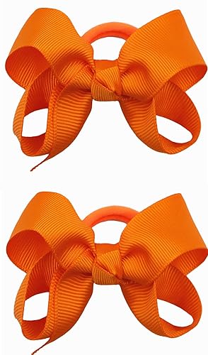 3 Inch Baby Girl Hair Bows Elastic Hair Tie Accessories Bow Ponytail Holder - Set of 2 (Red) - Jamouz