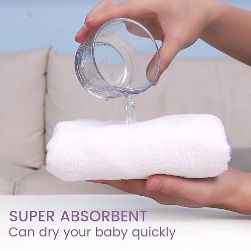 Viviland Baby Towels and Washcloths, Soft Absorbent Pink Baby Bath Towel Set, Elephant Hooded Towels with 5 Infant Face Washcloths (6 Pieces) - Jamouz