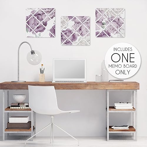 Sweet Jojo Designs Lavender Purple Boho Shabby Chic Floral Girl Fabric Bulletin Board Picture Memo Photo Nursery Wall Bedroom Home Office Room Decor 13x13 Violet Ivory Bohemian Vintage Watercolor - Jamouz