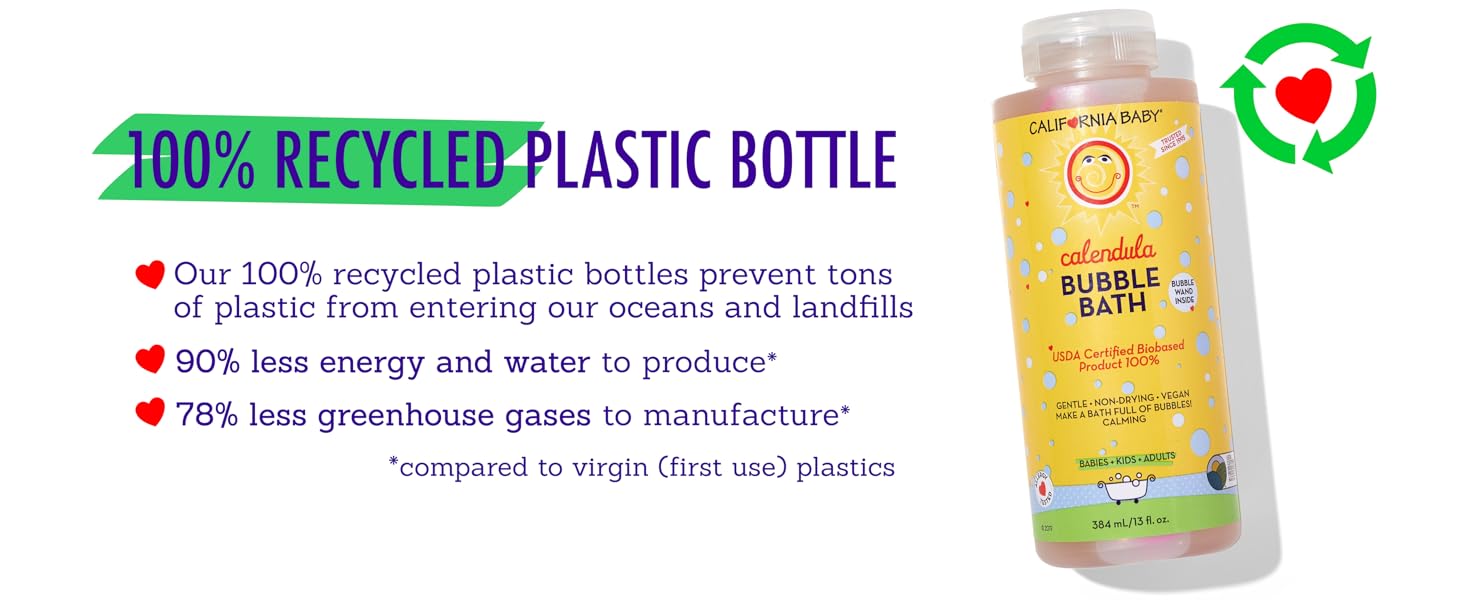 Packaged in a 100% recycled plastic bottle.
