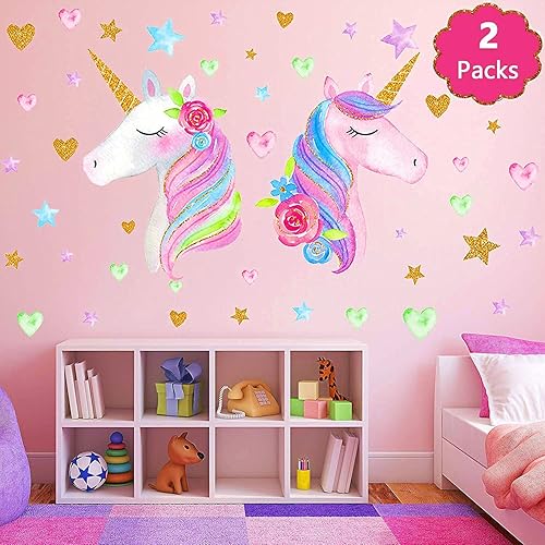 Unicorn Wall Decal,Large Size Unicorn Wall Sticker Decor for Gilrs Kids Bedroom Birthday Party - Jamouz