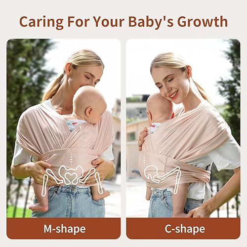 Baby Carrier Wrap，Easy to Wear Baby Sling Wrap, Newborn to Toddler Carrier 7-50 lbs, Cooling Fabric Lightweight Adjustable Baby Carrier - Jamouz