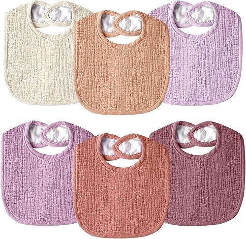 Muslin Baby Bibs for Unisex Boys Girls, Cotton Drool Bibs, Adjustable Newborn Bibs for Drooling and Teething - Jamouz