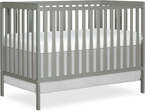 Synergy 5-In-1 Convertible Crib In White, made of New Zealand Pine wood, JPMA & Greenguard Gold Certified, features 3 mattress height settings - Jamouz