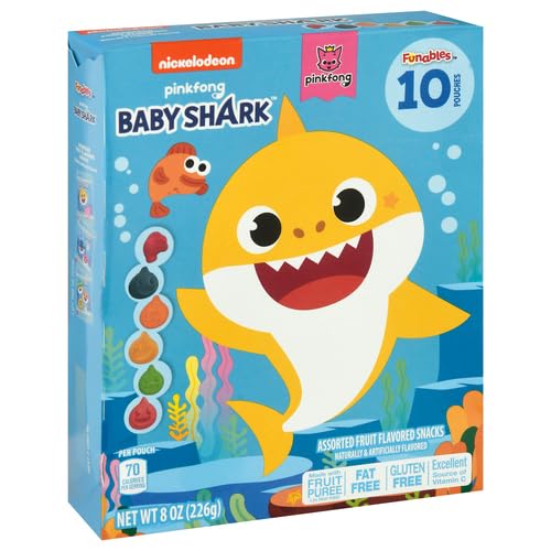 Funables Fruit Snacks, Baby Shark Shaped Fruit Flavored Snacks, 0.8 Ounce Pouches (Pack of 30) - Jamouz