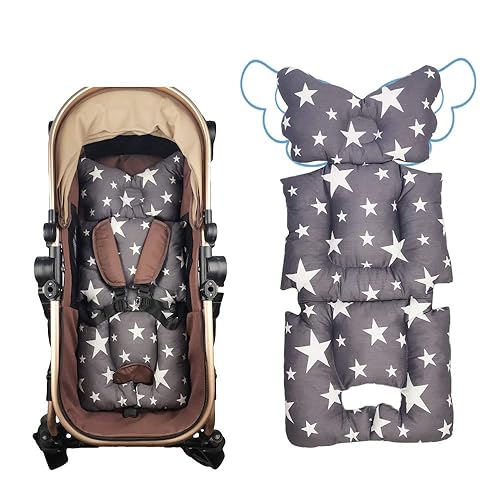 Stroller Liner Insert Car Seat Liner Cover, Infant Reversible Cotton Newborn Cushion pad Universal for Baby Carrier pram, Thick Padding, Non Slip, by DODO NICI Grey Star - Jamouz