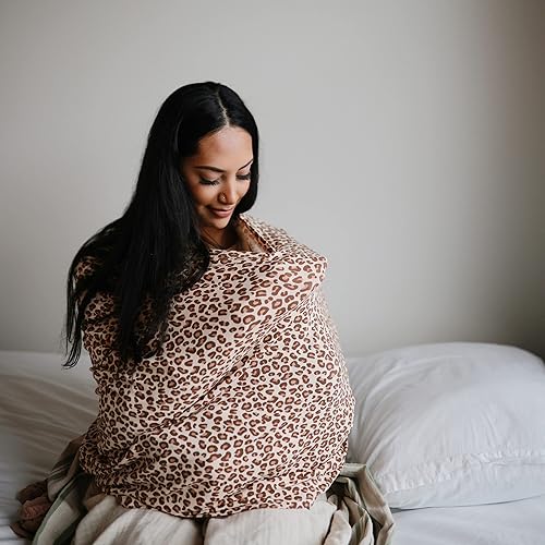 mushie Baby Car Seat Canopy Cover | Breathable & Stretchy Multi Use Cover for Breastfeeding, Nursing, High Chair, Shopping Cart, Strollers (Fog) - Jamouz